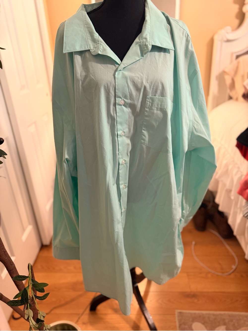 Men's Casual Button-Down Shirt in Mint Green